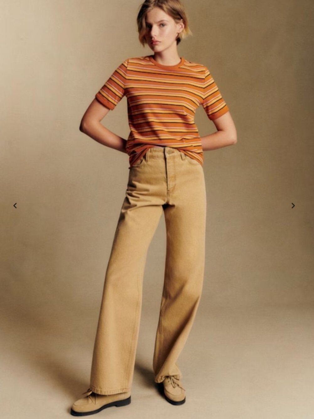 Sezane Wide Leg Trouser, Latte